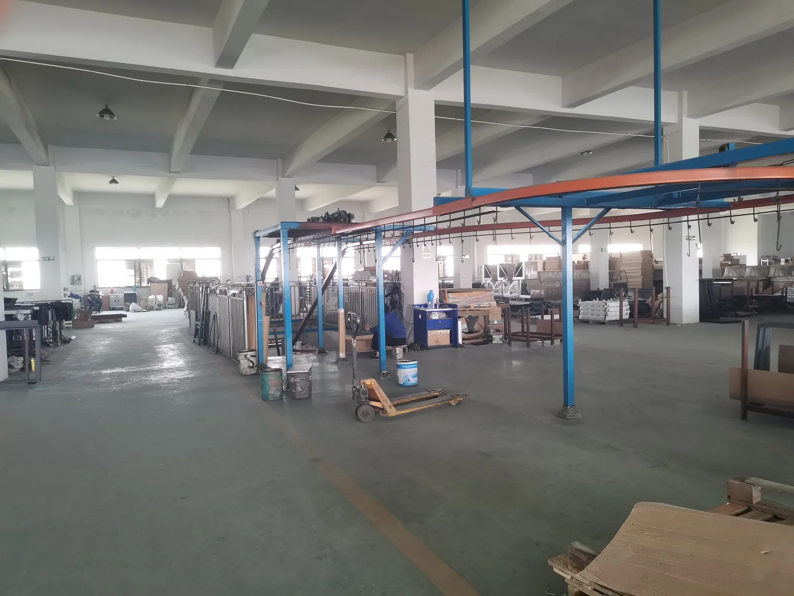 Stock and packing area of the Keshun plant where trolley fleets are prepared for export