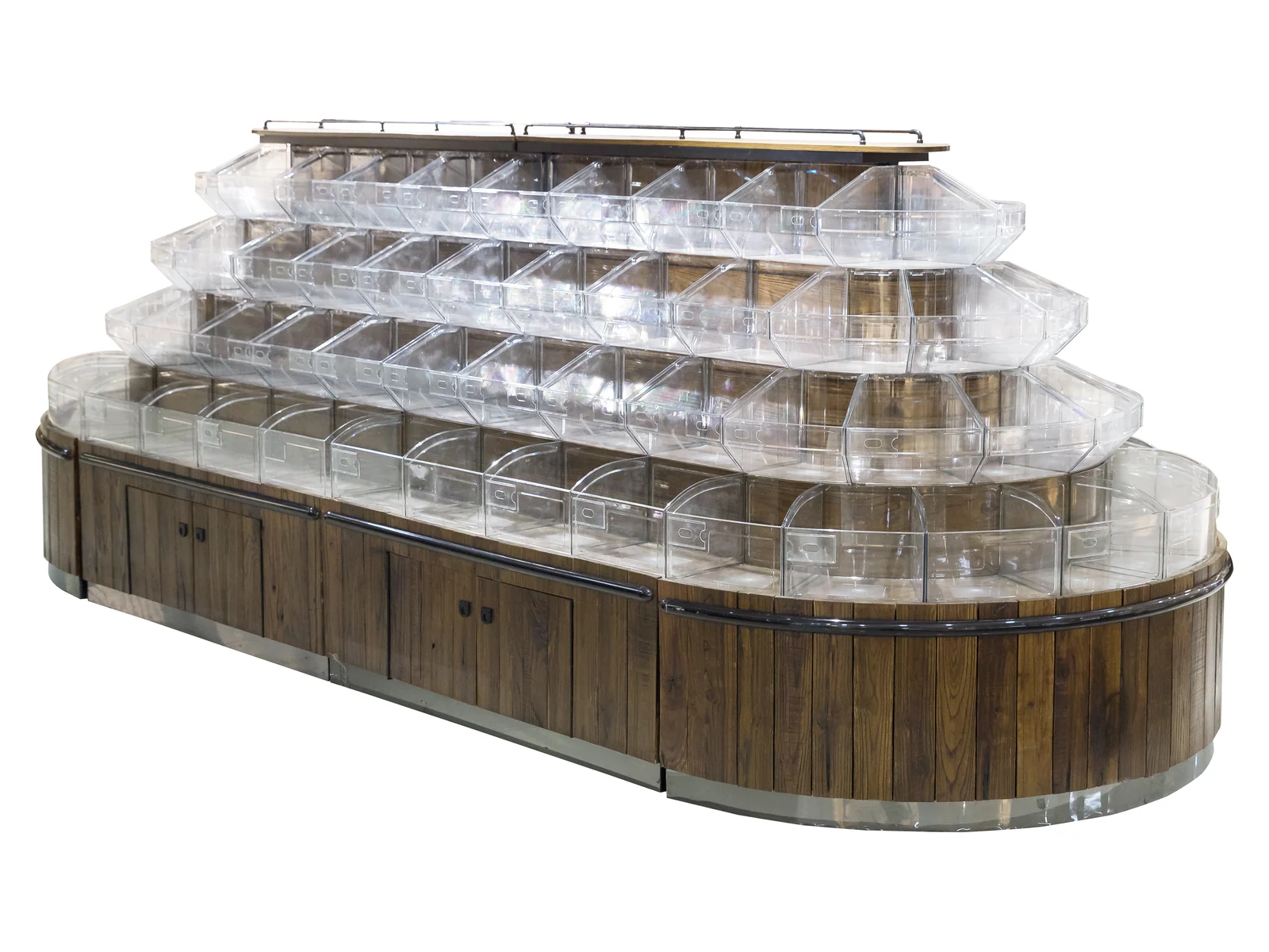 Round Tiered Bin Tower for Loose Goods on a white studio background