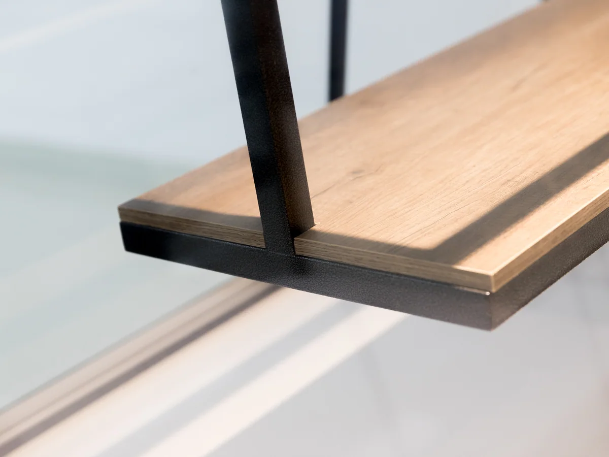 Close-up of the timber base carcase of the counter