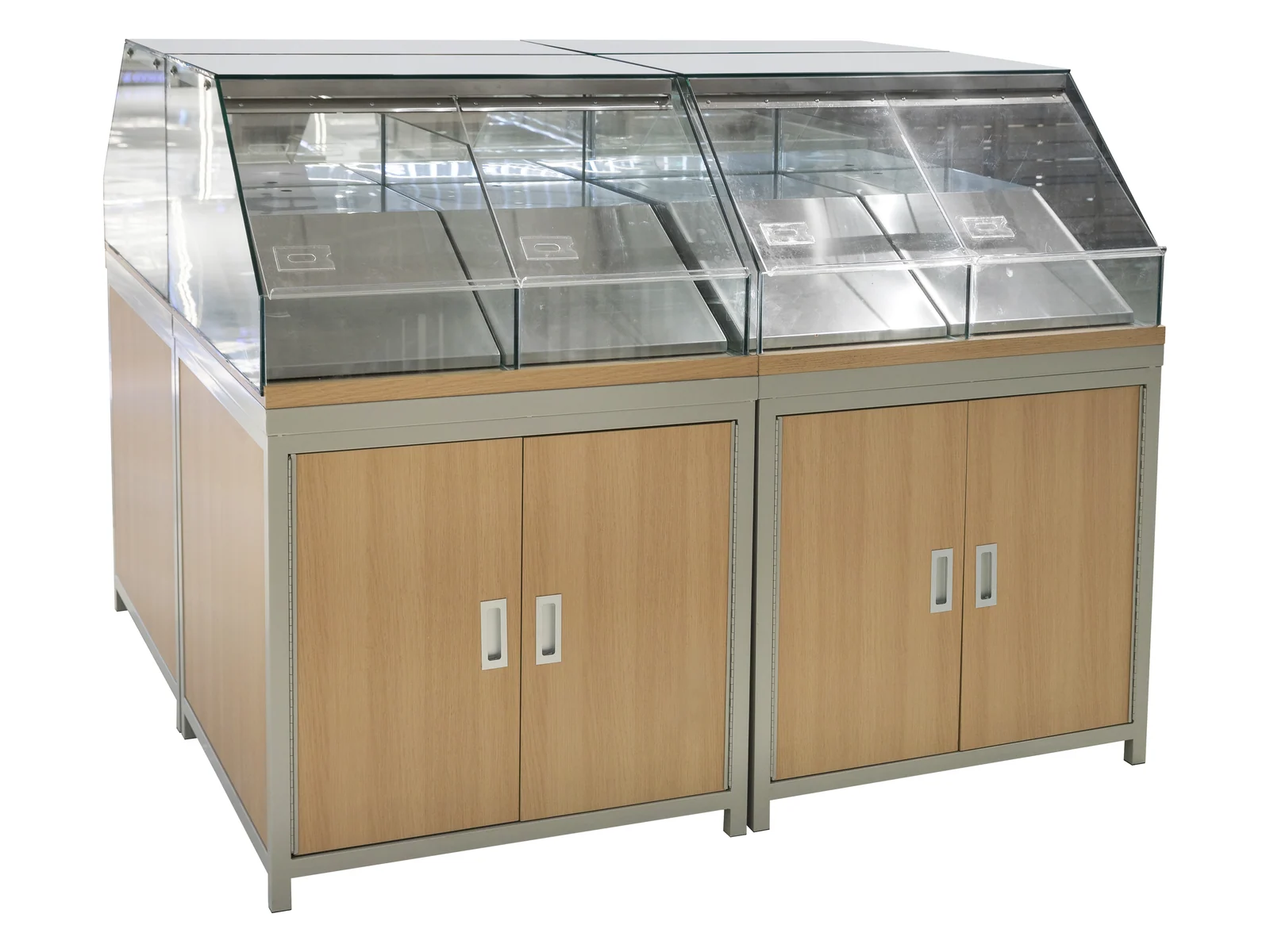 Twin Bay Bakery Display Case on a white studio background