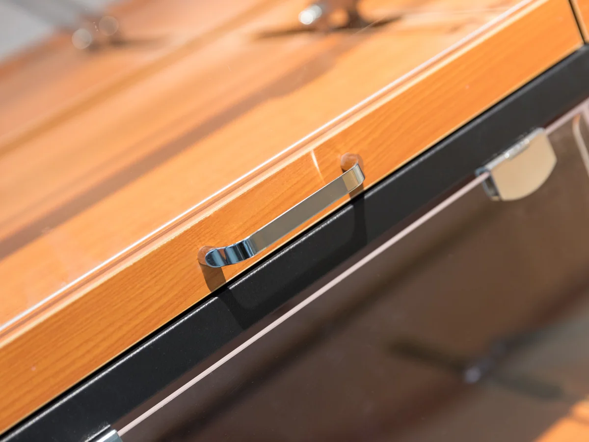Close-up of the matching timber base cupboard