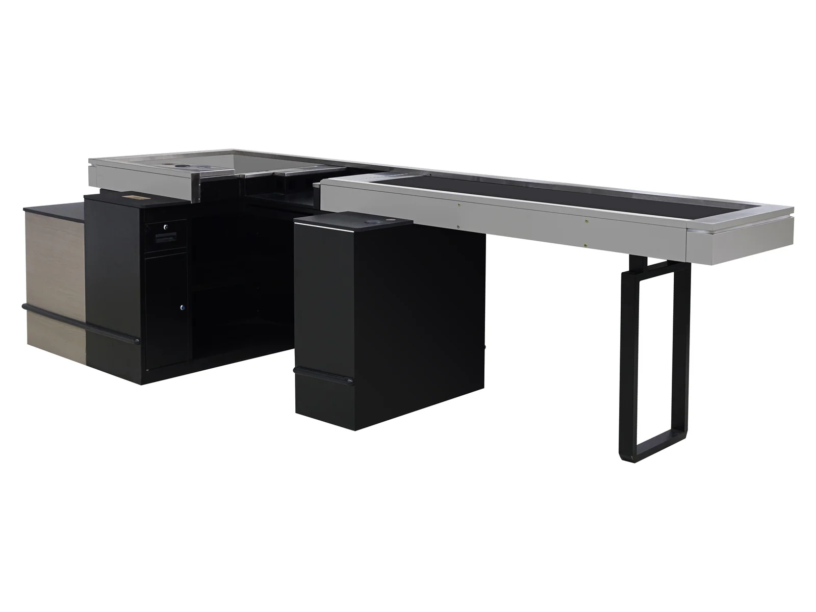 Open Frame Cashier Counter without a Belt on a white studio background