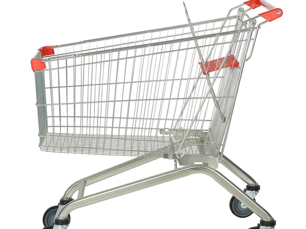 Close-up of the moulded handle on the trolley