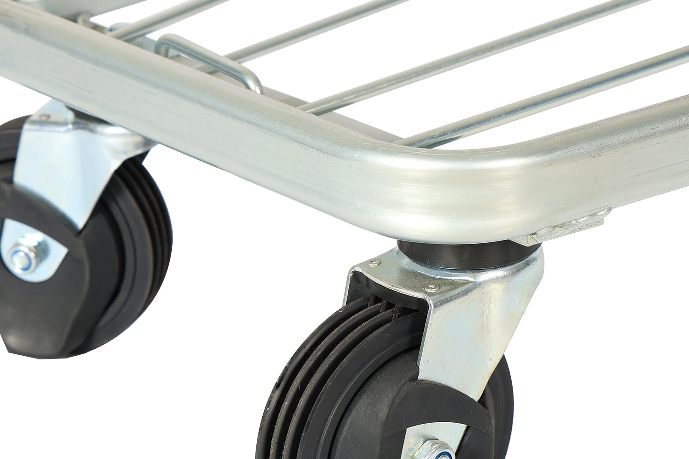 Keshun nesting supermarket trolley with a coloured moulded handle and matching rim bumper