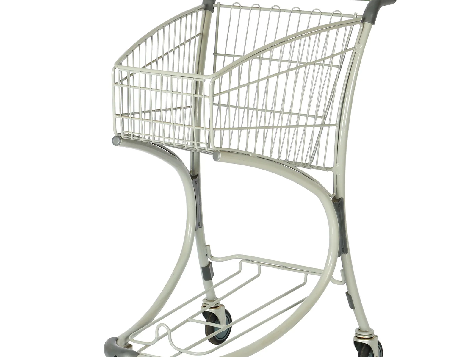 Bag carrier trolley photographed from the side showing the open frame