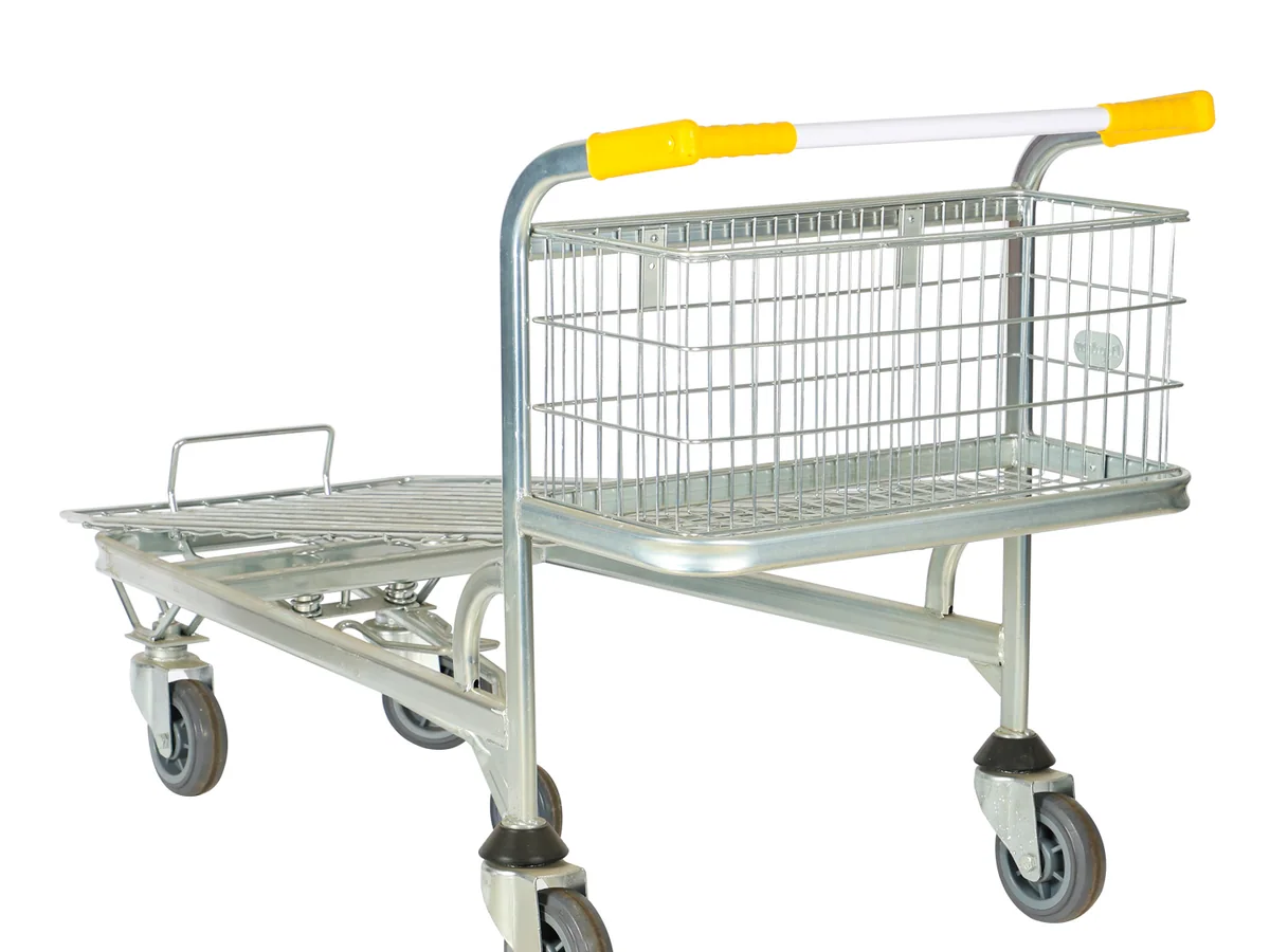 Close-up of a castor under the platform trolley