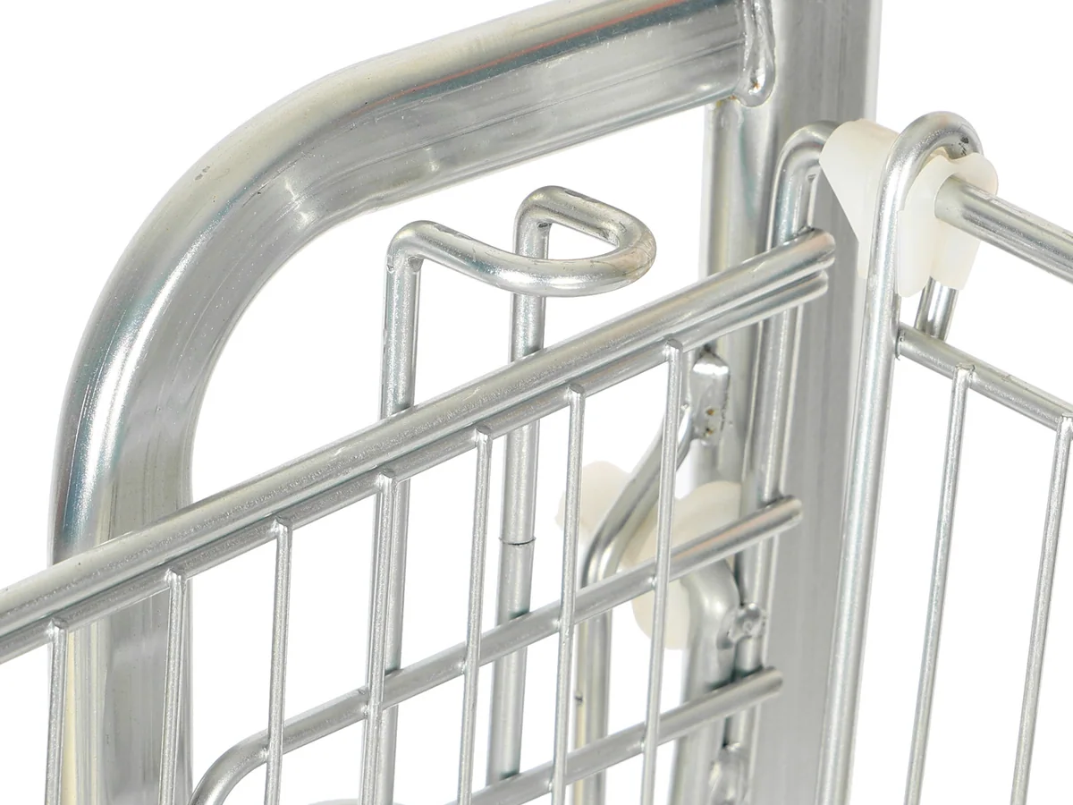 Close-up of the open lower deck of the two tier trolley