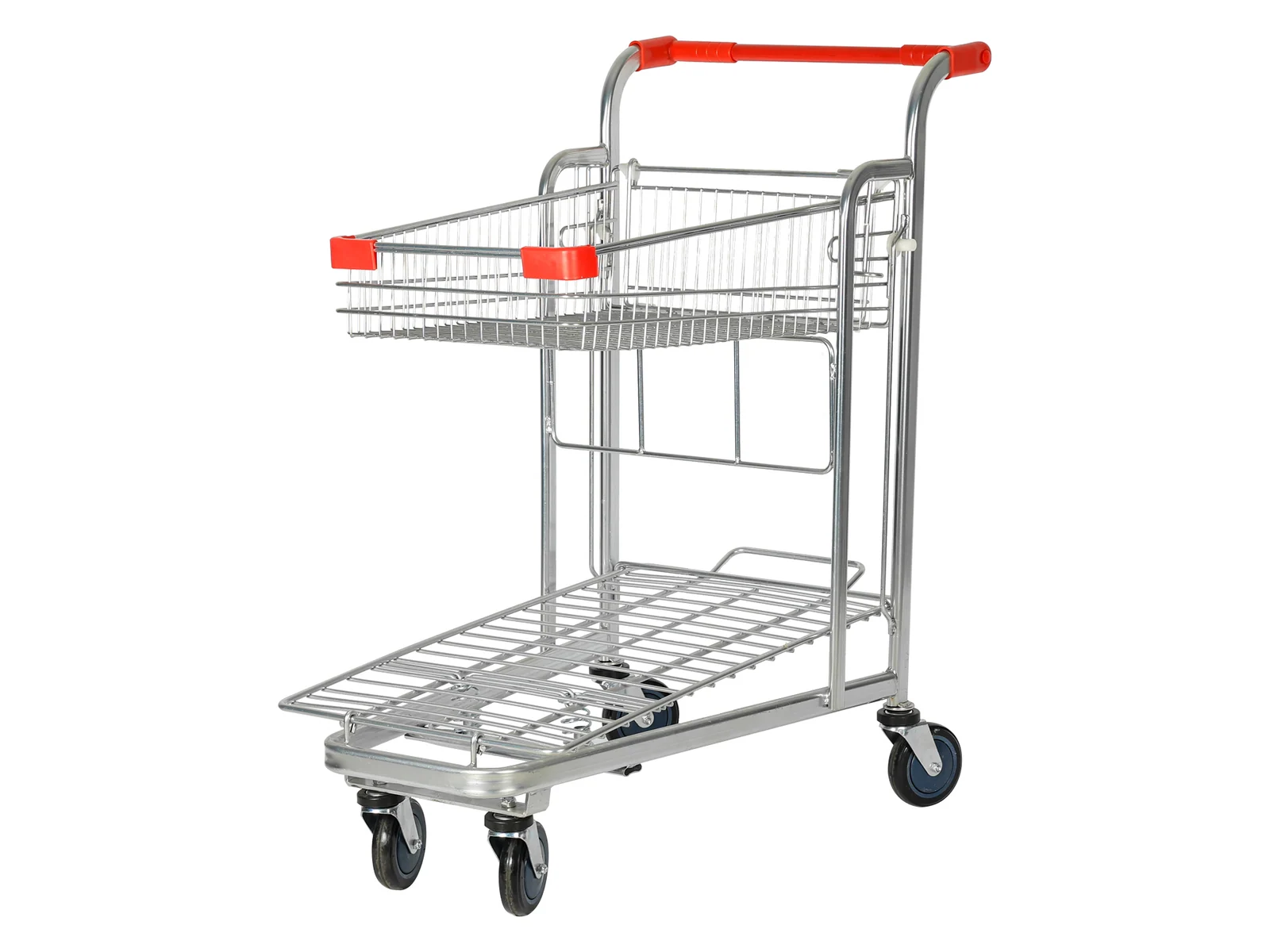 Two Tier Shopping Trolley photographed from the front on a white studio background