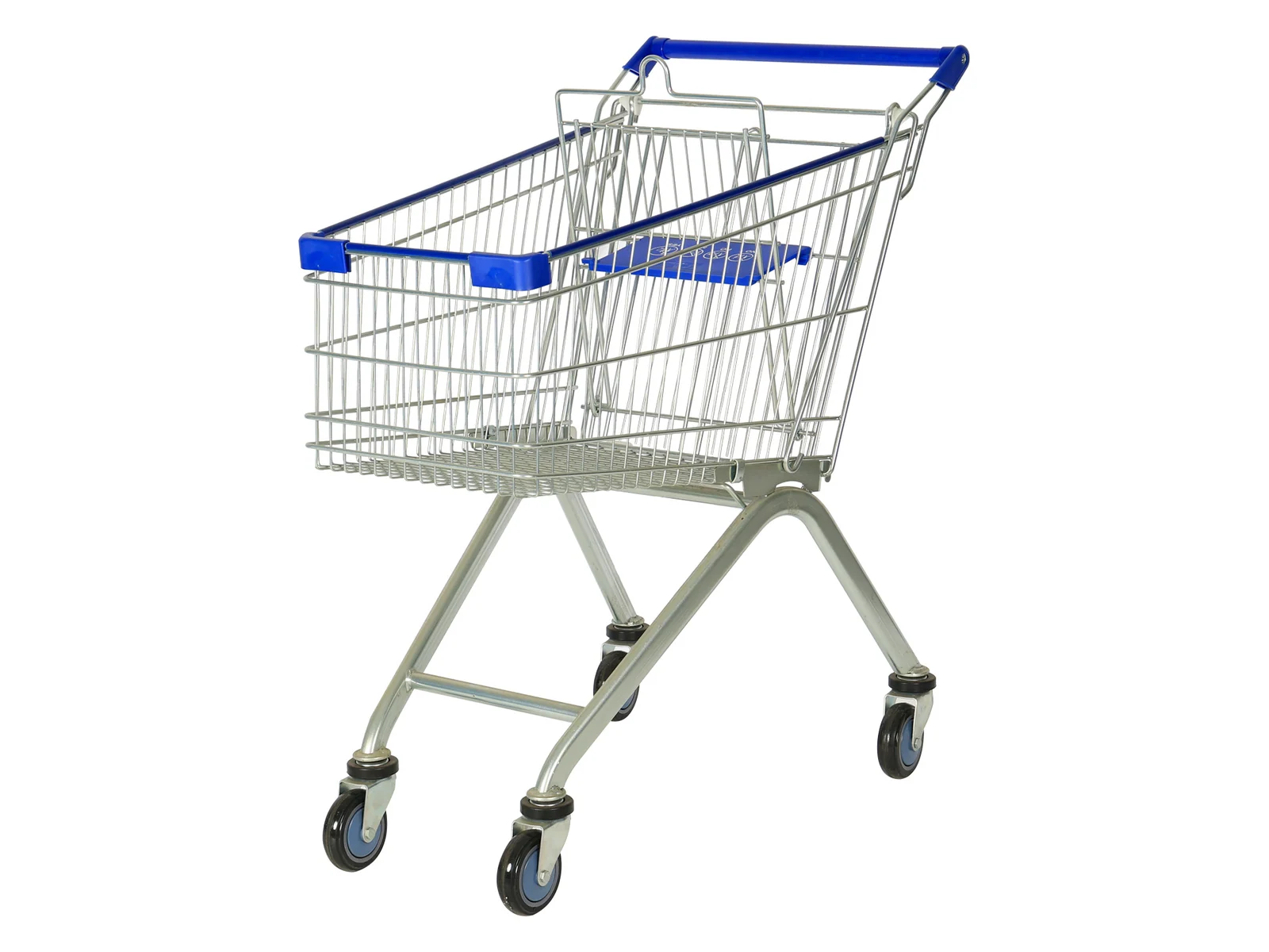 Nesting Trolley with Blue Handle and Seat on a white studio background