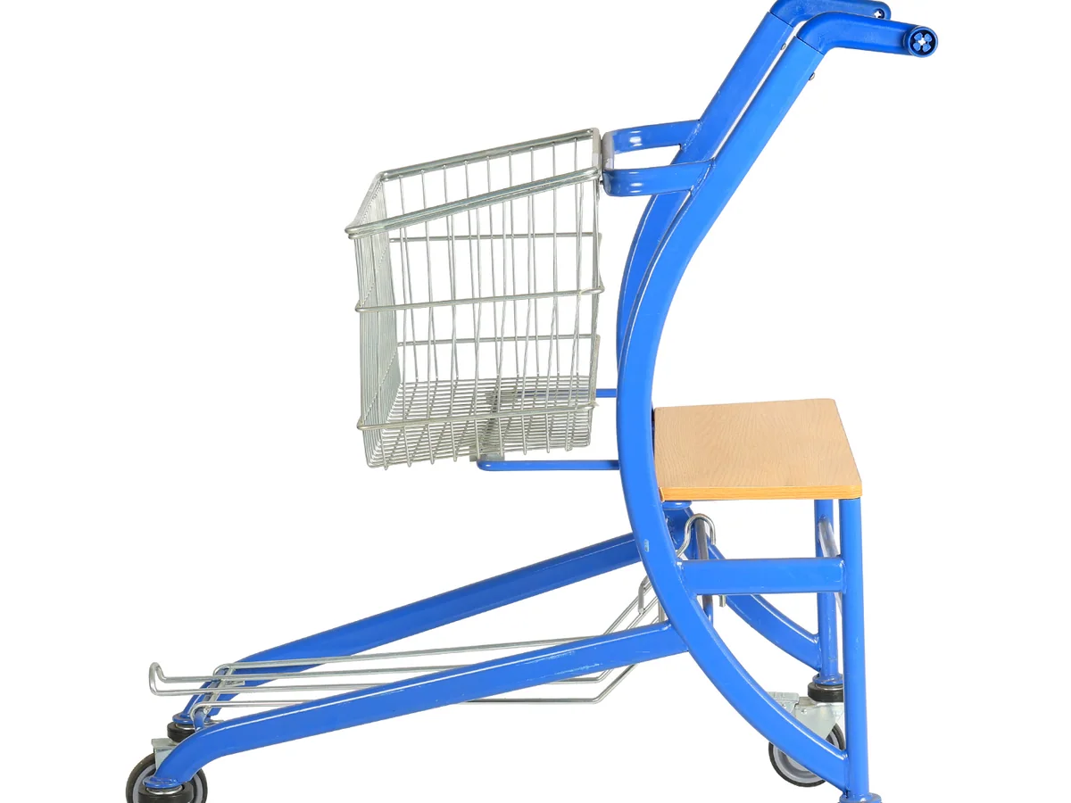 Close-up of the coloured frame of the trolley