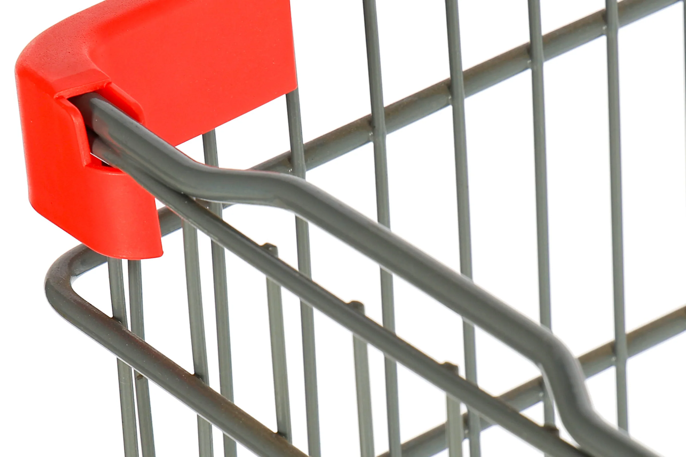 Keshun standard nesting supermarket trolley with a high visibility orange moulded handle