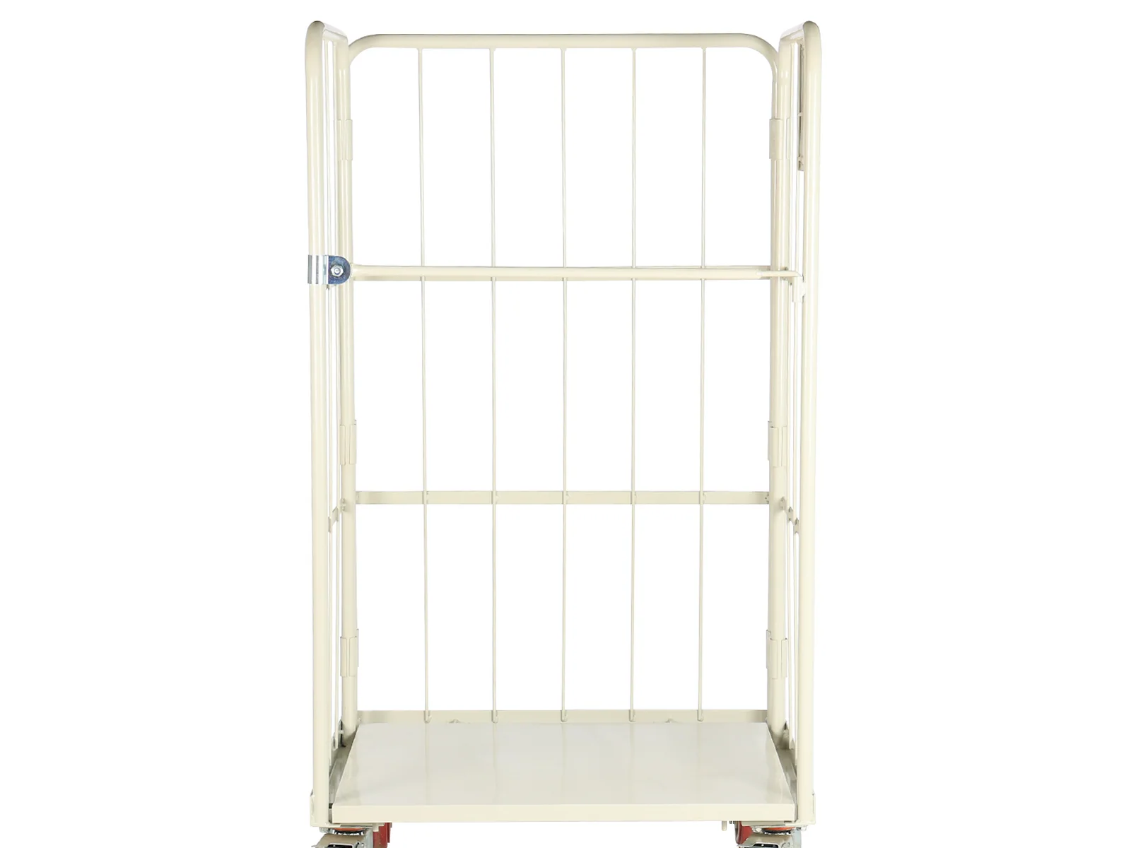 Roll container photographed from the side showing the mesh sides
