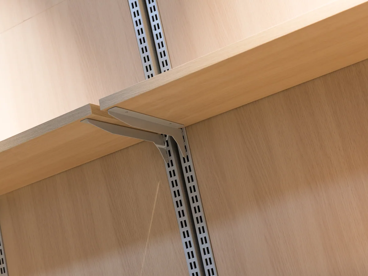 Close-up of the light upright carrying the shelves