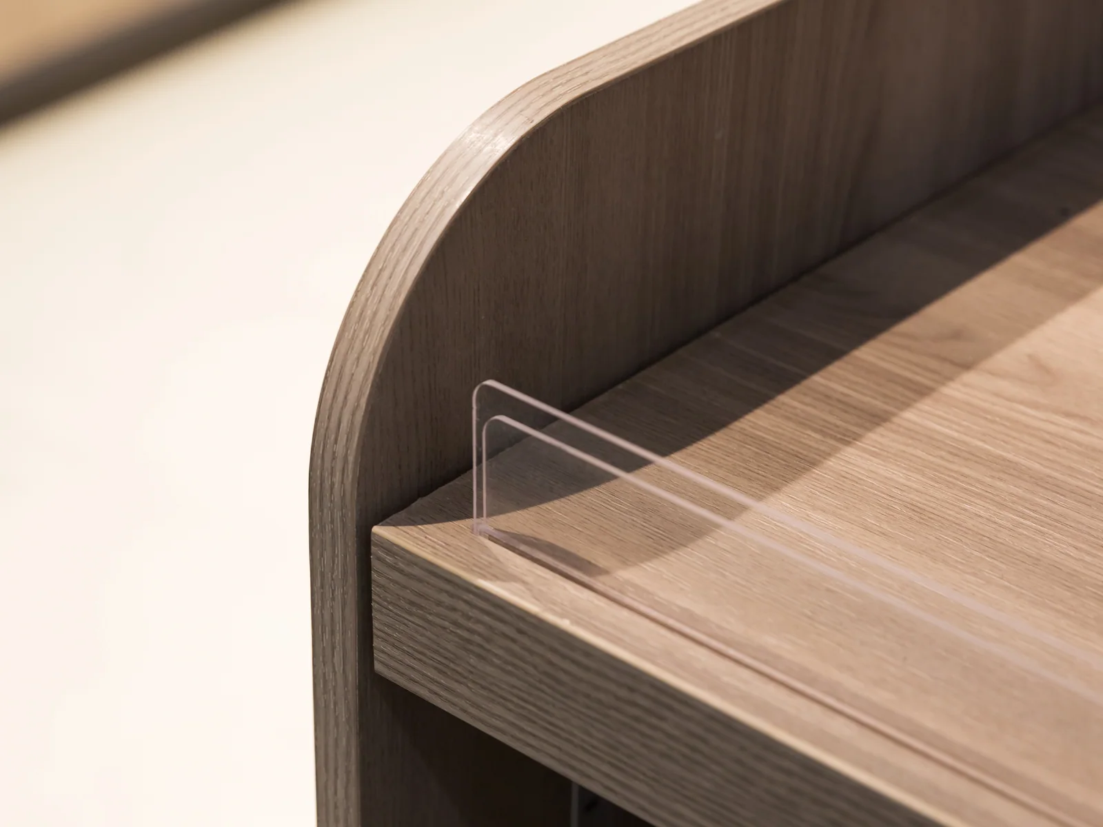 Shelving bay photographed from the header end showing the pitched roof shape