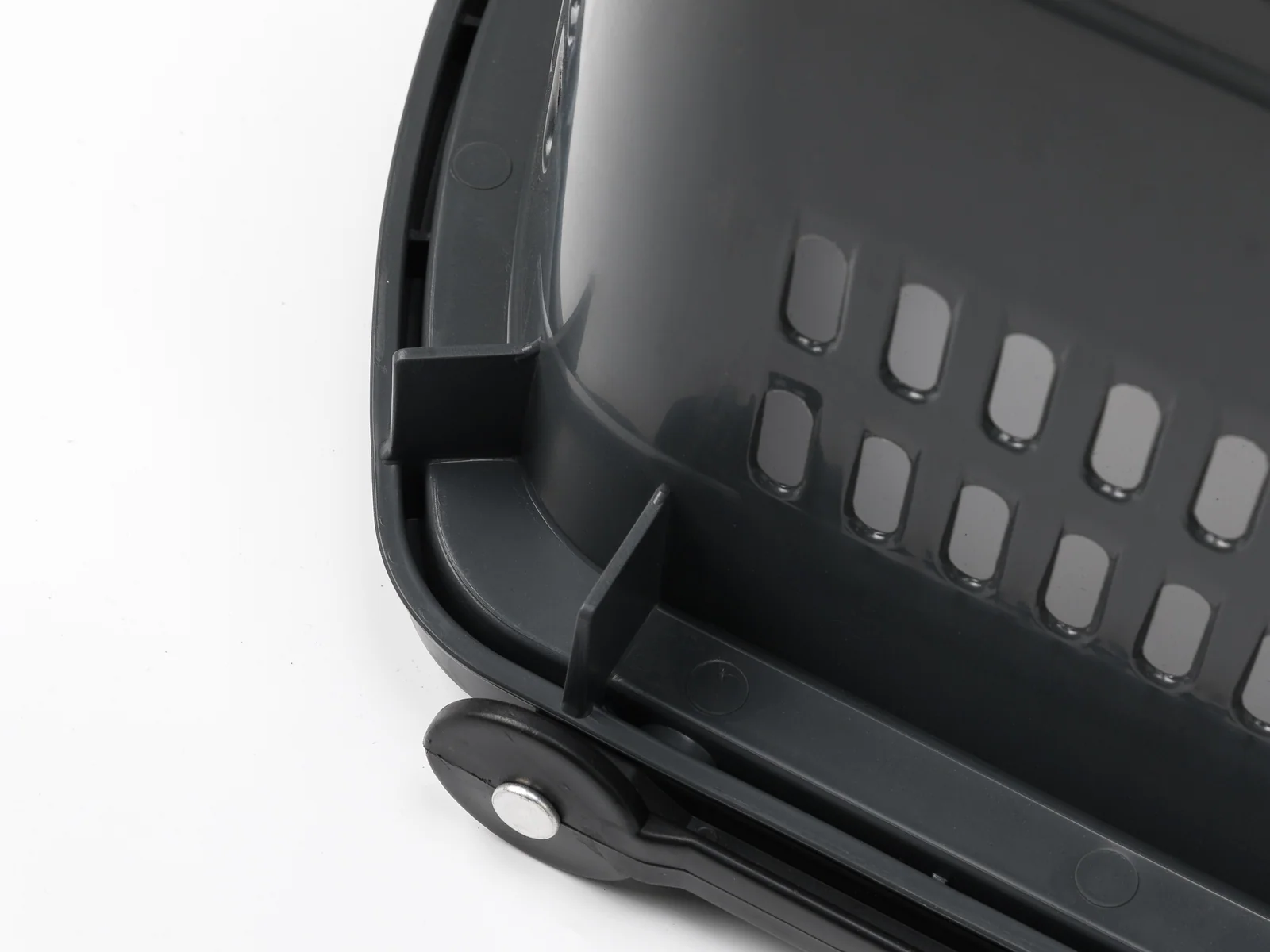 Black Roller Basket with Grab Handle photographed on a white studio background