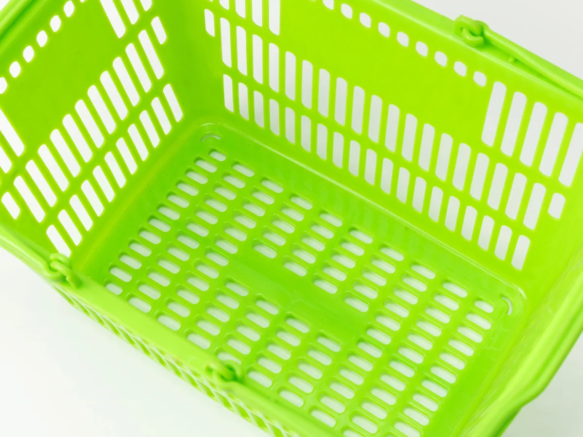 Close-up of the green moulded body and its perforations