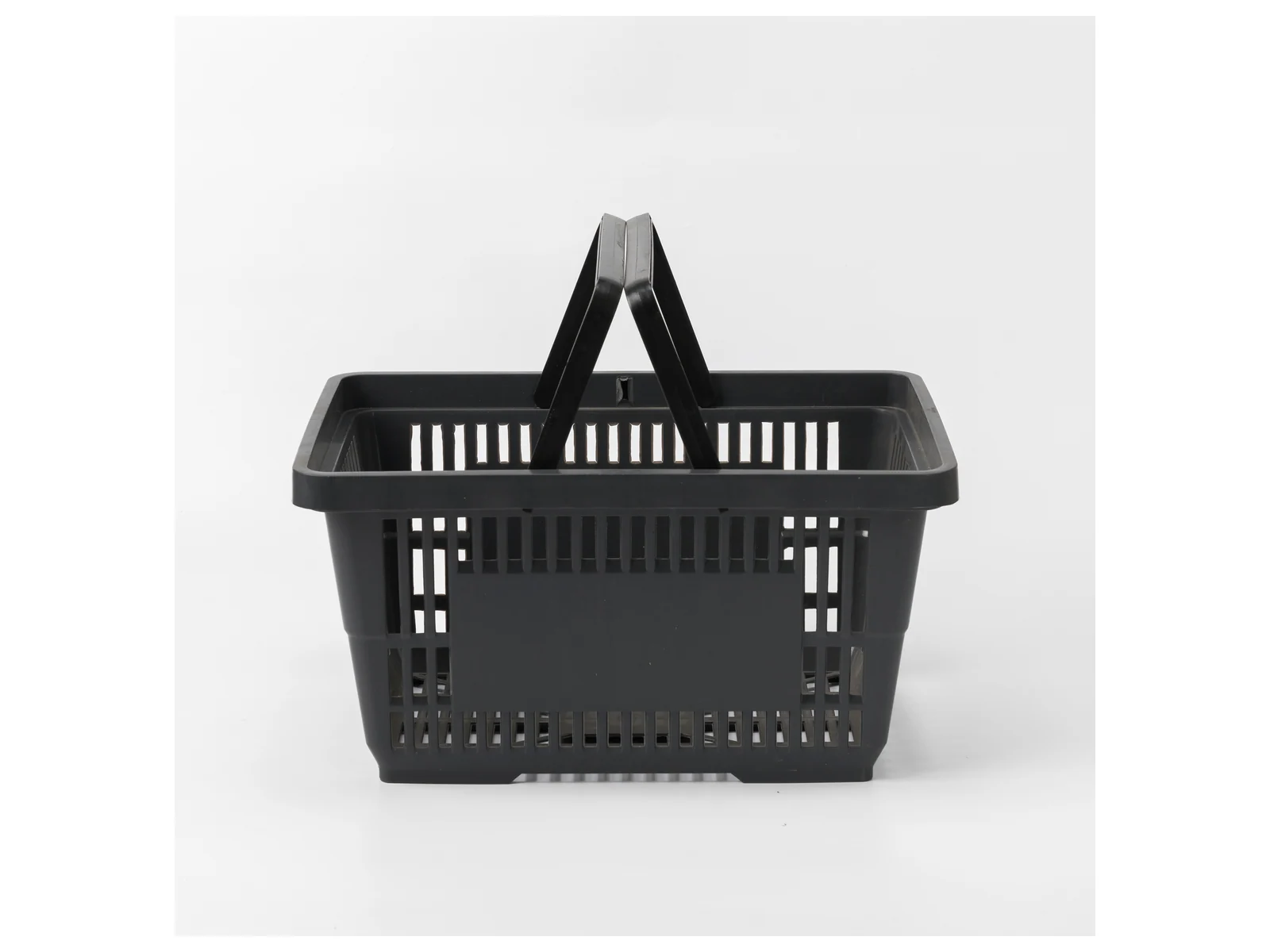 Black Hand Basket with Twin Handles on a white studio background
