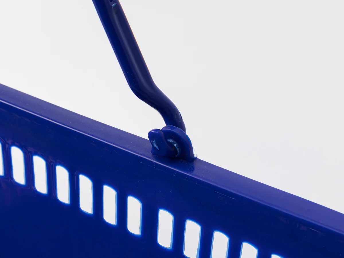 Close-up of the perforation pattern on the blue body