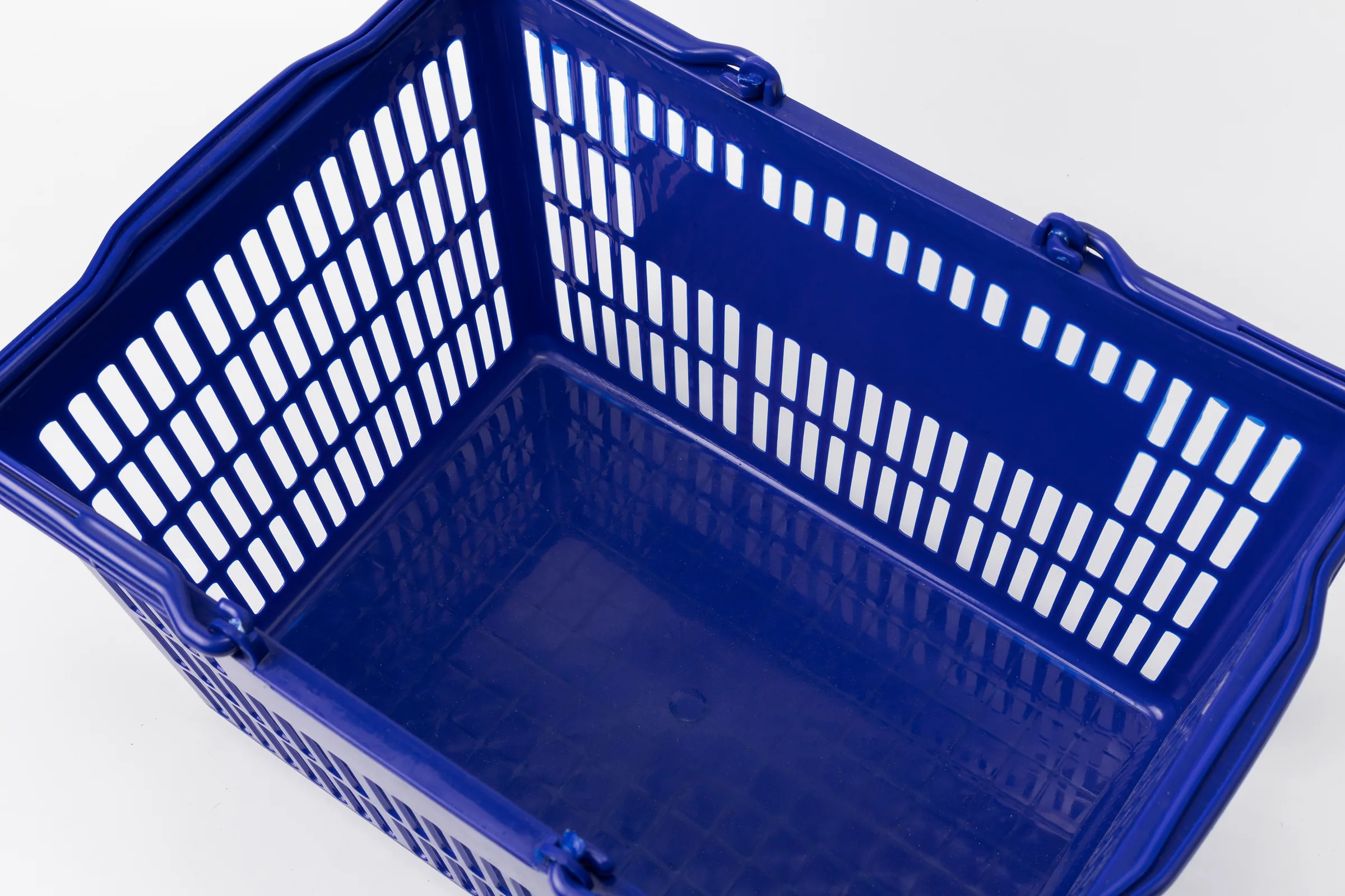 Keshun blue hand basket with twin handles for supermarket use