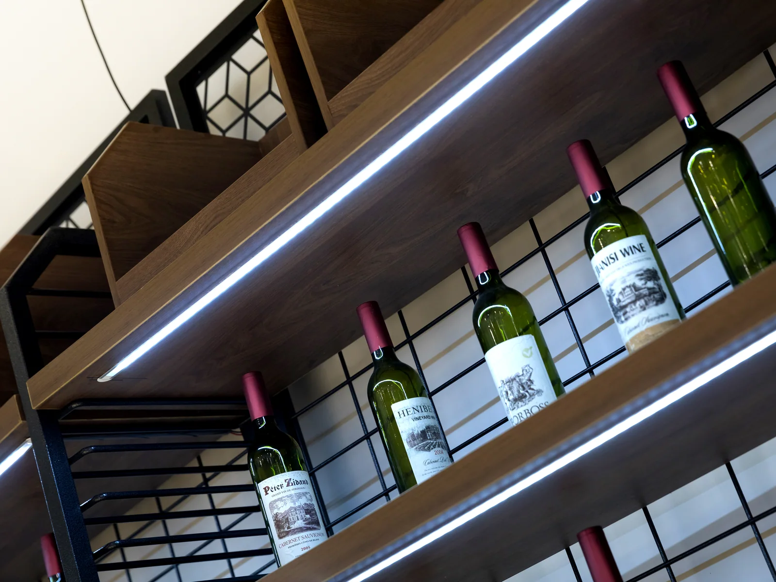 Tobacco showcase photographed straight on showing the compartment grid
