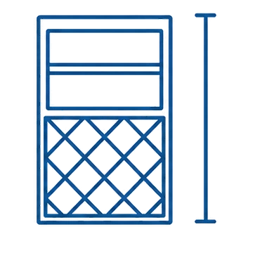 A wine and tobacco cabinet in front view with flat shelves above and a diamond bottle lattice below
